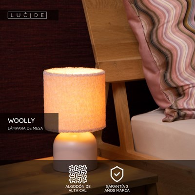 Lucide WOOLLY - Lámpara de mesa - Ø 16 cm - 1xE14 - Rosa